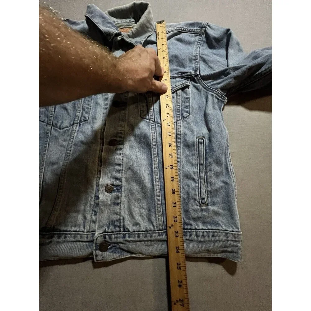 Vintage LEVIS 507 Denim Jacket Mens M Blue‎ Faded Distressed Button Adult.